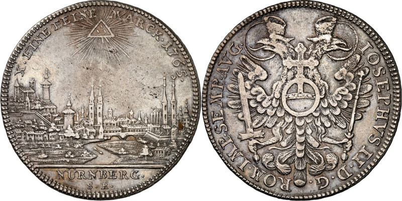 Nürnberg, Stadt. 
z.Z. Josef II. 1765-1780. Konv.-Taler 1765. Stadtansicht / Ge...