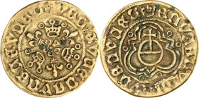 Nürnberg, Stadt. 
RECHENPFENNIGE. 
Unbekannter Meister. Me-24mm o.J. (1500/1550). Trugschrift. 3&nbsp;Kronen u. 3&nbsp;Lilien alternierend um Rosett...