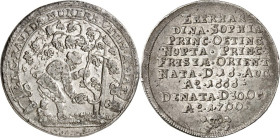 Ostfriesland, Grafschaft, -seit 1654/62 Fürstentum. 
Eberhardine Sophie von Öttingen *1666 +1700. 1/4 Reichstaler 1700 a. i. Tod, am 30.&nbsp;Oktober...