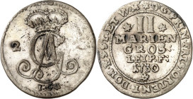 Ostfriesland, Grafschaft, -seit 1654/62 Fürstentum. 
Georg Albrecht 1708-1734. 2 Mariengroschen Leipz. Fuß 1730 .I.C.G., Esens. ohne&nbsp;2. Fürstenm...
