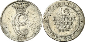 Ostfriesland, Grafschaft, -seit 1654/62 Fürstentum. 
Karl Edzard 1734-1744. 1/12 Reichstaler Leipz. Fuß 1740 I.C.G., Esens. Fürstenmonogramm&nbsp;/ 5...