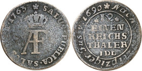 Pommern/-unter Schweden. 
Adolph Friedrich 1751-1771. 1/12 Reichstaler 1763 Stralsund. Gekr. Monogramm / 5 Z. Wert und Mmz. IHL. AAJ&nbsp; 255 var., ...