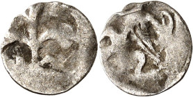 Pommern-Städte in Pommern. 
GARZ an der Oder. Denar (Vinkenauge) (um 1420) 0,27g. Kreuzartige Lilie / Greif n.l. Dbg.&nbsp; 201, Slg.Pogge&nbsp; 1339...