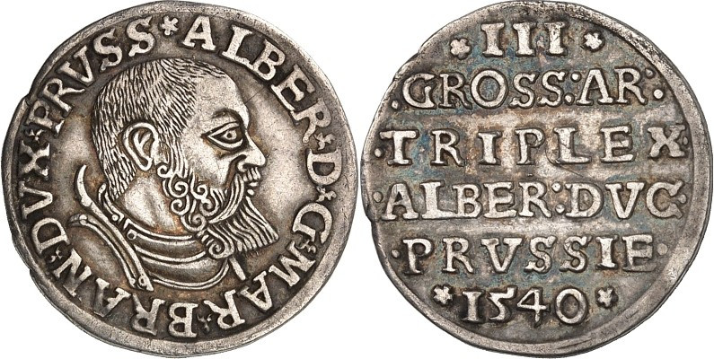 Preussen, Herzogtum (Ostpreußen). 
Albrecht v. Brandenburg 1525-1569. Dreigrösc...