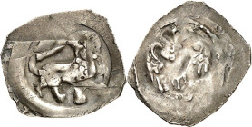 Regensburg, hzgl. bayrische Mzst.. 
Otto II. 1231-1253. Pfennig (um 1240) 0,75g. Laufender Löwe n.r., Kopf frontal/ Adler mit ausgebreiteten Flügeln ...
