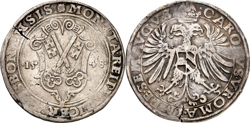 Regensburg, Freie Reichsstadt. 
z.Z. Karl V. 1519-1556. Guldiner 1548 Stadtschi...