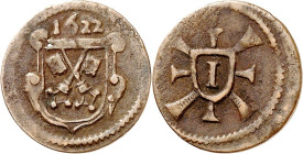 Regensburg, Freie Reichsstadt. 
z.Z. Ferdinand II. 1619-1637. Kipper-Kreuzer 1622 Cu. Stadtschild / Wertzahl auf Doppelkreuz. Beckenb.&nbsp; 5104. . ...