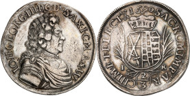 Sachsen, Albertinische Linie, nach 1547 Kurlinie. 
Johann Georg III. 1680-1691. 2/3 Taler 1690 Mz. I-K Dresden. Brb. n.r. / Wappen unter Kurhut. Slg....