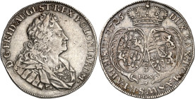 Sachsen, Albertinische Linie, nach 1547 Kurlinie. 
Friedrich August I. 1694-1733. 2/3 Taler 1725 Mz. IGS Dresden. Belorb. und geharn. Brustbild n. r....