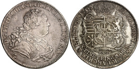Sachsen, Albertinische Linie, nach 1547 Kurlinie. 
Friedrich Christian 1763. Konv.-Taler 1763 F.W.ôF., Leipzig. Geharn. Brb. n.r.&nbsp;/ Gekr. Wappen...