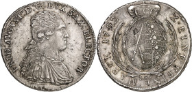 Sachsen, Albertinische Linie, nach 1547 Kurlinie. 
Friedrich August III. 1763-1806(-1827). Konv.-Taler 1792 I.E.C.- Dresden. Geharn. Brb. n.r.&nbsp;/...