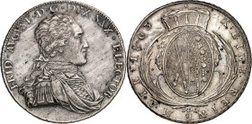 Sachsen, Albertinische Linie, nach 1547 Kurlinie. 
Friedrich August III. 1763-1806(-1827). Konv.-Taler 1803 IEC Brb. n.r. / Ovales Wappen zwischen Pa...