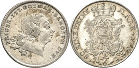 Sachsen/-Gotha-Altenburg. 
Friedrich III. 1732-1772. 1/6 Taler = 1/8 Konv.-Taler 1764 Kopf n. r., ohne D.G. / Gekr. Wappen. Slg.Merseb.&nbsp; 3254, S...