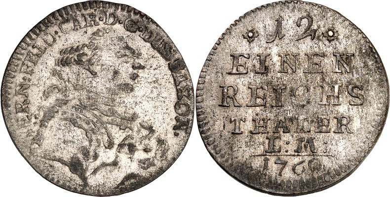 Sachsen/-Hildburghausen. 
Ernst Friedrich III. Karl 1745-1780. 1/12 Taler 1760 ...
