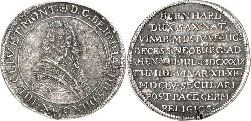Sachsen/-Neu-Weimar. 
Wilhelm 1640-1662. 1/2 Taler 1655 a.d. Beisetzung Herzog ...