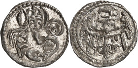 Schlesien-Glogau,. 
Heller 15. Jh. 0,23g Madonna mit Kind / Adler. Friedensb. 648, Saurma-J, 206. . 

vz