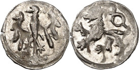 Schlesien/- Löwenberg, Stadt. 
Heller 15. Jahrh. 0,26 g. Kopicki 8671. .