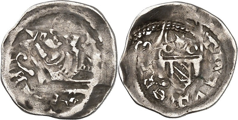 Trier, Erzbistum. 
Arnold II. von Isenburg 1242-1259. Denar 0,49g, Trier. Mitri...
