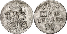Trier, Erzbistum. 
Johann Philipp von Walderdorff 1756-1768. 1/6&nbsp;Taler 1757 NM Kriegsprägung. Kurmonogramm / 5 Z. Wert, Jahr u. Mmz. v.Schr.&nbs...