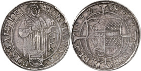 Wismar, Stadt. 
Neuzeit. Taler 1552 St. Laurentius mit Palmzweig und Rost über Wappenschild / Stadtschild auf Langkreuz. Kunzel&nbsp; 66 B/a, Slg.Gae...
