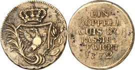 Deutsche Gebiete. 
PREUSSEN. 
Gewichte. 2 Louis d'or 1772 Me. Old. 499, Tewes 22. . 

ss-