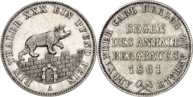 Anhalt/-Bernburg. 
Alexander Carl 1834-1863. Taler 1861 Ausbeute. AKS 16, J. 66, Th. 3. . 

ss+