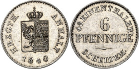 Anhalt/-Köthen. 
Heinrich 1830-1847. 6 Pfennige 1840. AKS 24, J. 62. . 

St