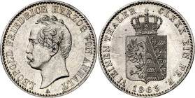 Anhalt/-Dessau. 
Leopold Friedrich 1817-1871. 1/6 Taler 1865. AKS 31, J. 78. . 

vz/ St