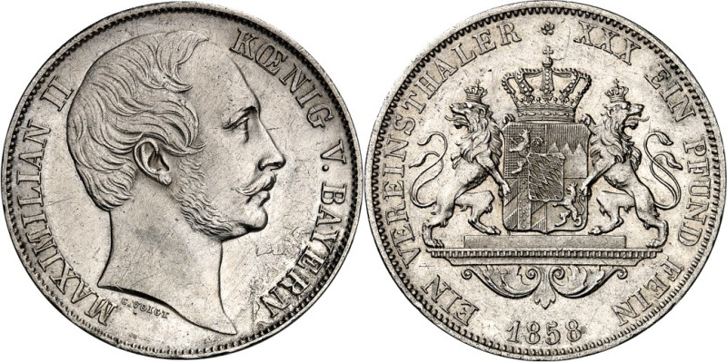 Bayern. 
Maximilian II. 1848-1864. Vereinstaler 1858. AKS 149, J. 94, Th. 98. ....