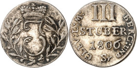 Berg. 
Joachim Murat 1806-1808. 3 Stüber 1806 Sr, J. 168, AKS 12. . 

ss