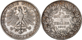 Frankfurt. 
Doppeltaler 1843 Adler. AKS 2, J. 23, Th. 131. . 

ss-vz