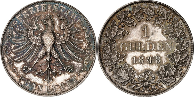 Frankfurt. 
Gulden 1848. AKS 12, J. 27. . 

feine Patina, vz-St