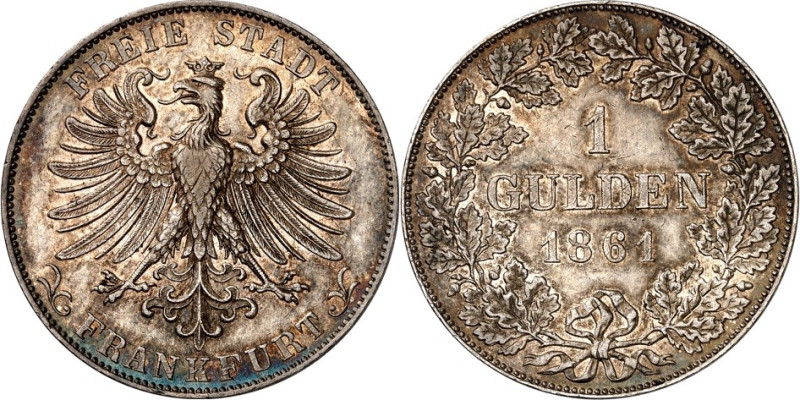 Frankfurt. 
Gulden 1861. AKS 13, J. 33. . 

feine Patina, vz
