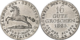 Hannover, Kgr.. 
Georg IV. 1820-1830. 16 Gute Groschen Feinsilber 1825. AKS 38, J. 23h/a. . 

St-
