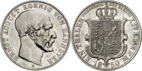 Hannover, Kgr.. 
Ernst August 1837-1851. Taler 1850 Bergsegen des Harzes. AKS 134, J. 81, Th. 169, Dv. 677. . 

l. Stplbruch, vz