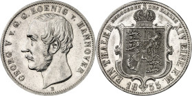 Hannover, Kgr.. 
Georg V. 1851-1866. Ausbeutetaler 1855B Bergsegen des Harzes. AKS 144a, J. 86, Th. 170. . 

vz-