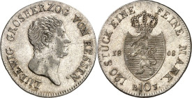 Hessen/-Darmstadt. 
Ludwig I. 1806-1830. 10 Kreuzer 1808 Var. mit STÜCK , auch ohne Punkt nach Jz. AKS 77 var., J. 9. R. 

ss/vz