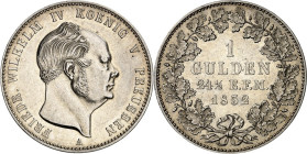 Hohenzollern unter Preussen. 
Friedrich Wilhelm IV. 1840-1861. 1&nbsp;Gulden 1852&nbsp;A. AKS 20, J. 23, Neum. 52. . 

vz