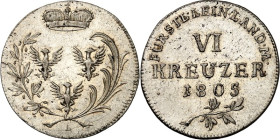 Leiningen. 
Karl Friedrich Wilhelm (1756-)1806-1807. 6 Kreuzer 1805. AKS&nbsp; 2, Jos.&nbsp; 24. . 

vz
