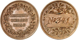 PRIVATNOTMÜNZEN UND/-MARKEN. 
DEUTSCHLAND. 
Berlin, Börsenhalle. Legitimationsmarke o.J. (v. C. Voigt, b. G. Loos) 3 Z. im Efeukranz / gepunzte Kont...