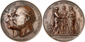 EUROPA. 
BELGIEN. 
Leopold I. 1831-1865. Medaille 1861 (v. L. u. Ch. Wiener) a. s. Zusammenkunft mit WILLEM III., König der NIEDERLANDE, am 19. Okto...