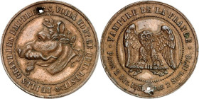 EUROPA. 
FRANKREICH. 
Napoleon III. 1852-1870. Spottmedaille o.J. (1871) VOILA TOUT CE QU'IL RESTE! - Napoleon III. als lorbeerbekränzter Kuhkopf ge...