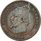EUROPA. 
FRANKREICH. 
Napoleon III. 1852-1870. Spottmünze Cu-10 Centimes 1854 Kopf n.l. mit nachträglich gravierter Pickelhaube, Vertiefungen weiss ...