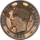 EUROPA. 
FRANKREICH. 
Napoleon III. 1852-1870. Spottmünze Cu-10 Centimes 1854 Kopf n.l. mit nachträglich gravierter Gießkanne als Kopfbedeckung. Sch...