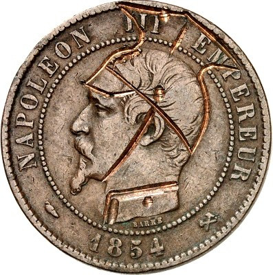EUROPA. 
FRANKREICH. 
Napoleon III. 1852-1870. Spottmünze Cu-10 Centimes 1854 ...