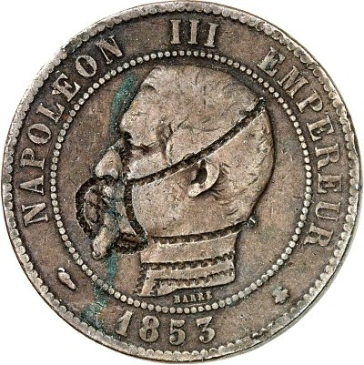 EUROPA. 
FRANKREICH. 
Napoleon III. 1852-1870. Spottmünze Cu-10 Centimes 1853 ...