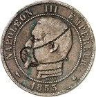 EUROPA. 
FRANKREICH. 
Napoleon III. 1852-1870. Spottmünze Cu-10 Centimes 1853 Kopf n.l. mit nachträglich graviertem Maulkorb. Schulze -. 

s-ss