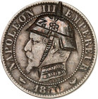 EUROPA. 
FRANKREICH. 
Napoleon III. 1852-1870. Spottmünze Cu-5 Centimes 1870 Kopf n.l. mit nachträglich gravierter Pickelhaube. Schulze vgl. Abb. 13...