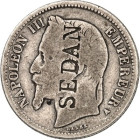 EUROPA. 
FRANKREICH. 
Napoleon III. 1852-1870. Gegenstempelung franz. Kursmünzen: 1 Fr. 1867, mit dem Bildnis d. Kaisers u. d. Stempelung SEDAN (s. ...