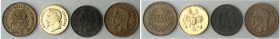 EUROPA. 
FRANKREICH. 
Napoleon III. 1852-1870. LOT Spielmarken, Jetons mit dem Bildnis d. Kaisers. alle Messing 19-24mm. (8 Stück). 

s-ss, 3xvz